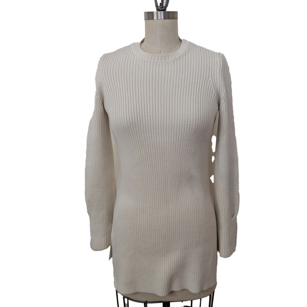 The Row Cream Ribbed Crewneck Sweater - Picture 2 of 5